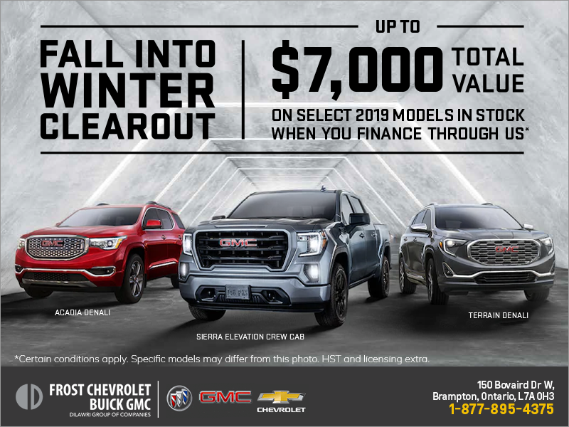 Frost Chevrolet Buick GMC Ltd in Brampton The GMC Fall Into Winter Clearout!