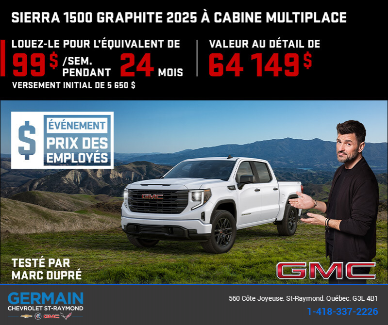 Le GMC Sierra 1500 graphite 2025 à cabine multiplace