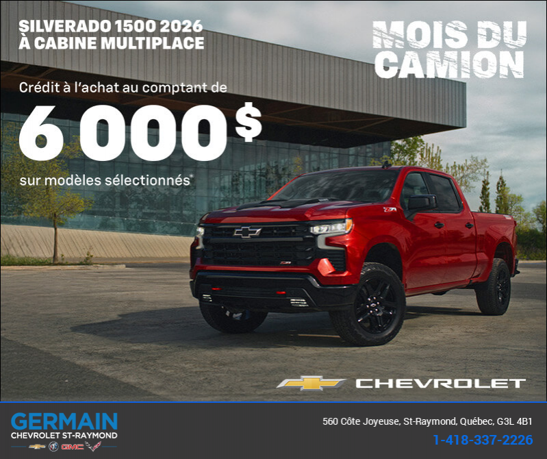 Procurez-vous le Chevrolet Silverado 1500 2026 à cabine multiplace