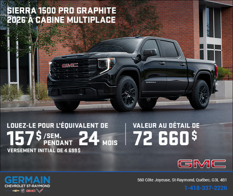 Le GMC Sierra 1500 Pro Graphite 2026 à cabine multiplace