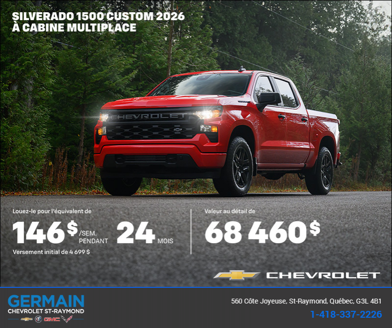 Procurez-vous le Chevrolet Silverado 1500 2026 à cabine multiplace