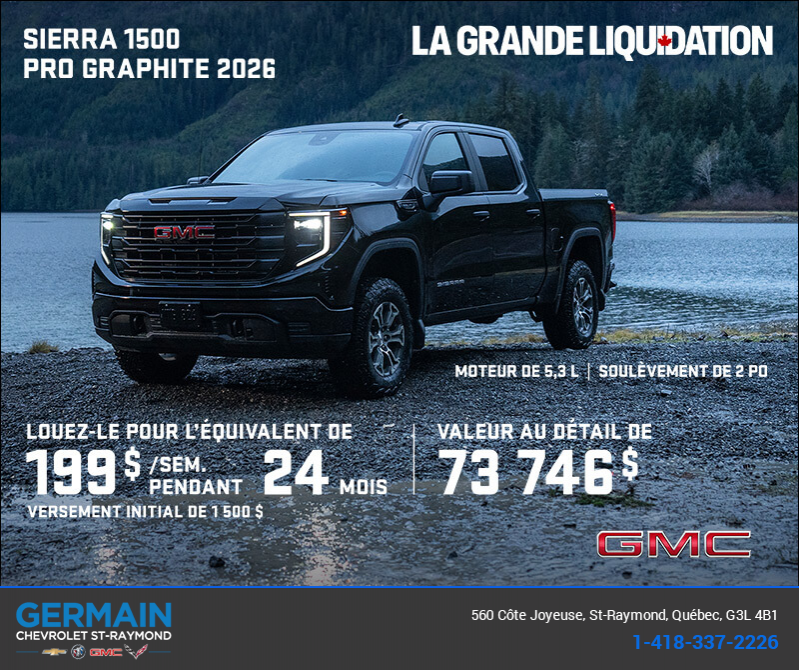 Le GMC Sierra 1500 Pro Graphite 2026 à cabine multiplace