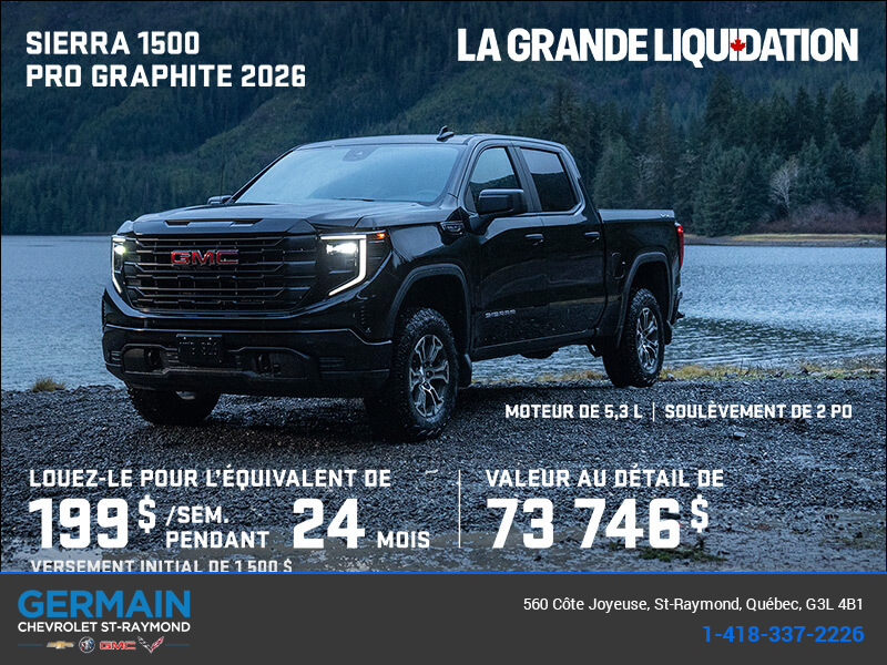 Le GMC Sierra 1500 Pro Graphite 2026 à cabine multiplace