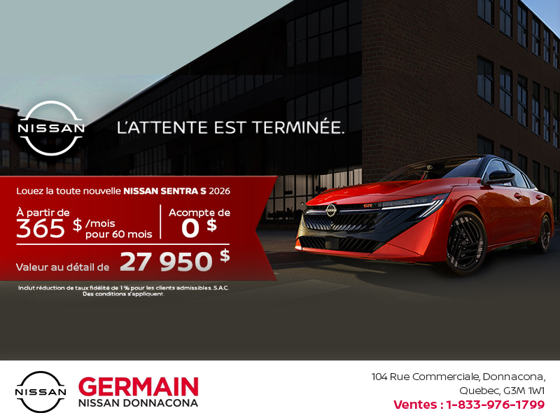 Obtenez la Sentra 2026 !