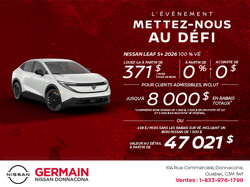 Obtenez la Leaf S+ 2026 !