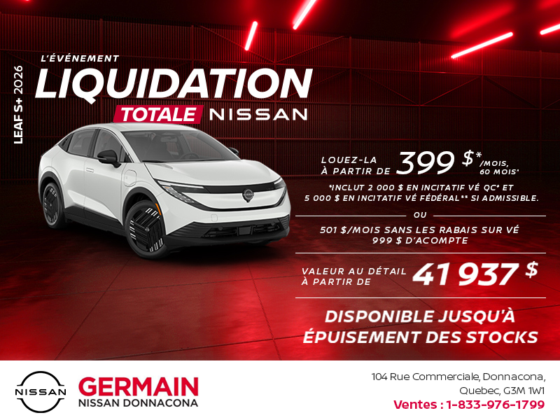 Obtenez la Leaf S+ 2026!