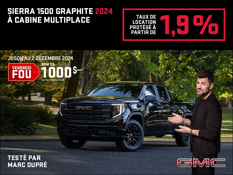 Le GMC Sierra 1500 Graphite à cabine multiplace 2024