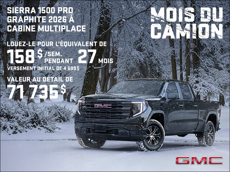 Le GMC Sierra 1500 Pro Graphite 2026 à cabine multiplace