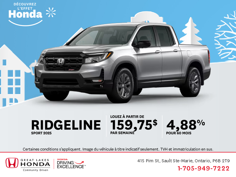 Procurez-vous le Honda Ridgeline 2025 !