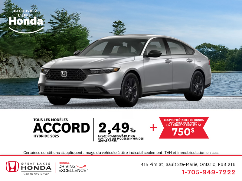 Obtenez le Honda Accord Hybride 2025 !