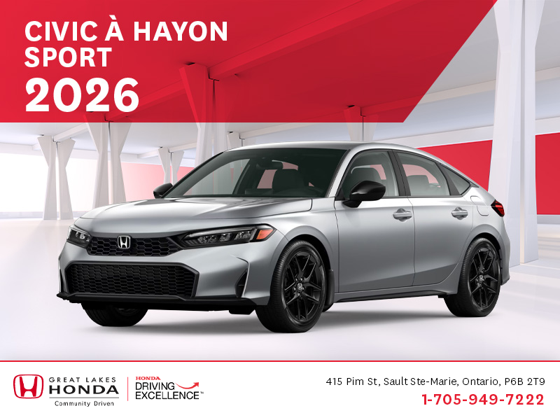 Procurez-vous le Honda Civic à Hayon 2026!