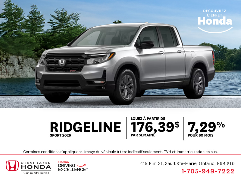 Procurez-vous le Honda Ridgeline 2026 !