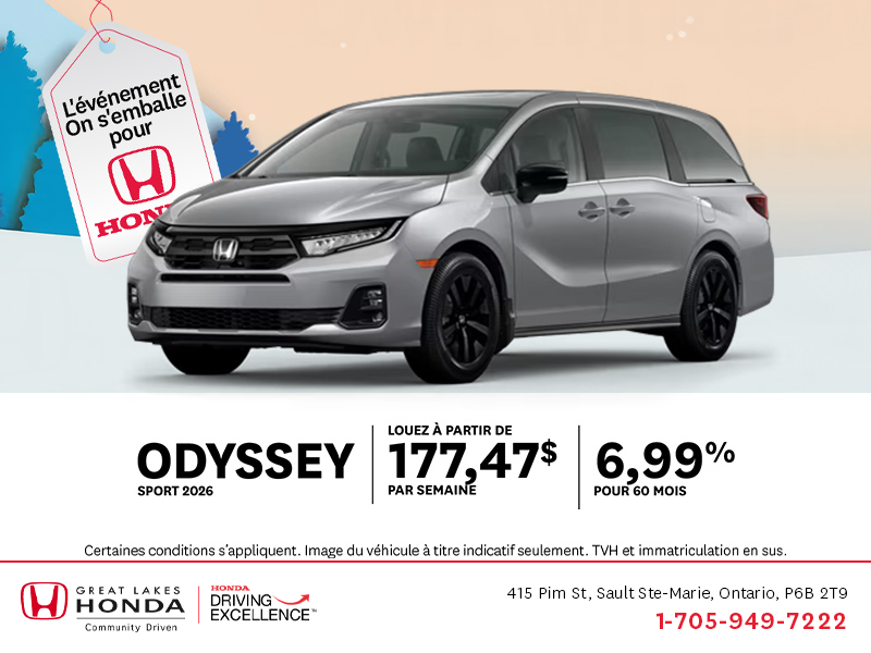 Procurez-vous le Honda Odyssey 2026 !