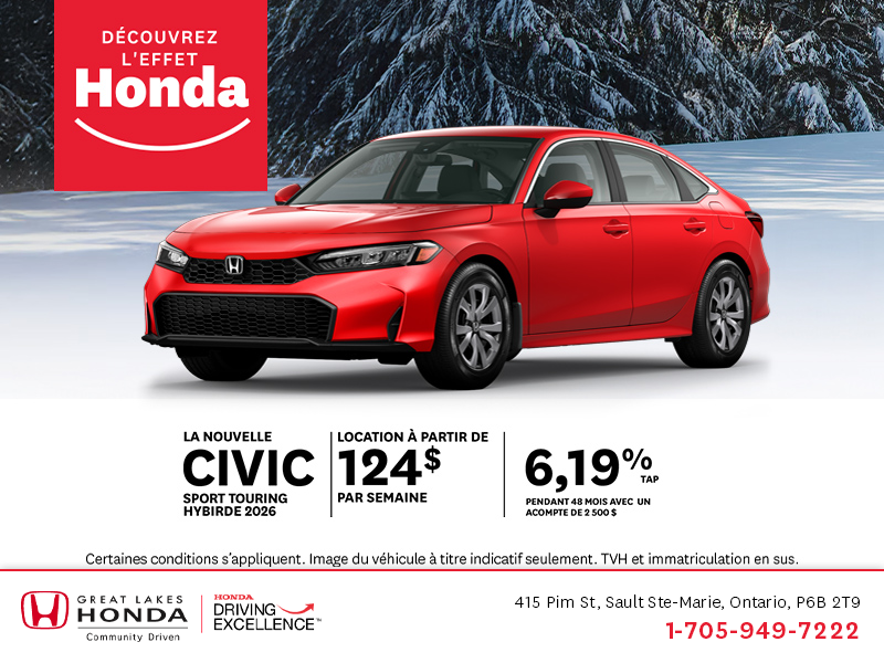 Procurez-vous le Honda Civic Hybride 2026