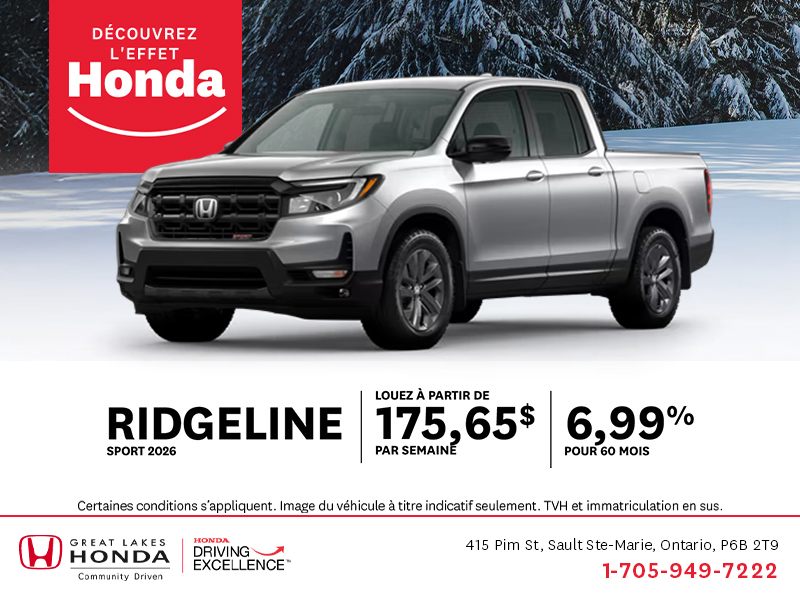 Procurez-vous le Honda Ridgeline 2026 !