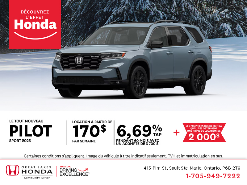 Procurez-vous le Honda Pilot 2026!