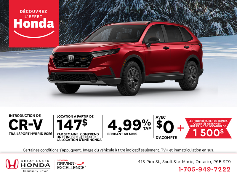 Obtenez le Honda CR-V Hybride 2026 !