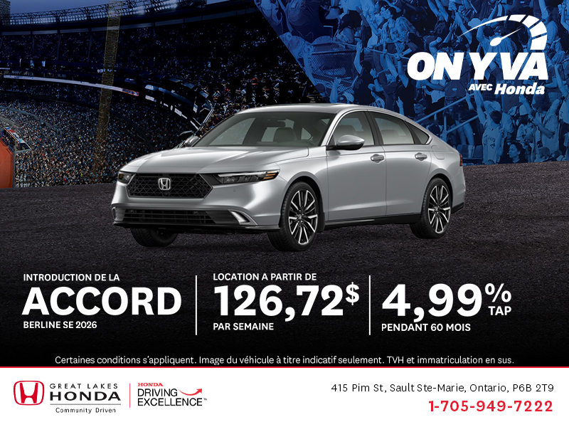 Obtenez la Honda Accord 2026 !