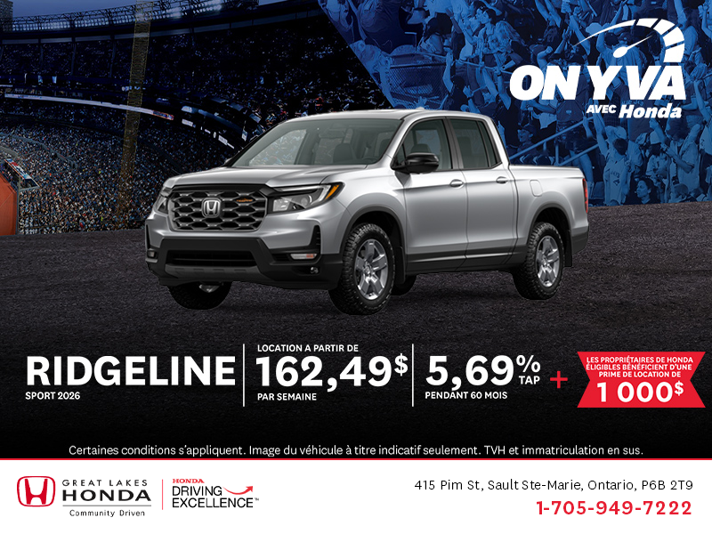 Procurez-vous la Honda Ridgeline 2026 !