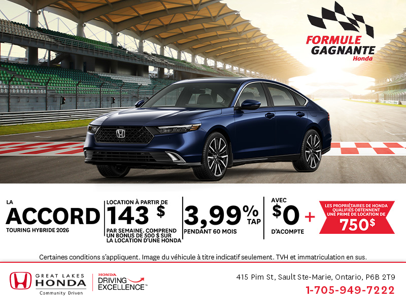 Obtenez la Honda Accord 2026 !