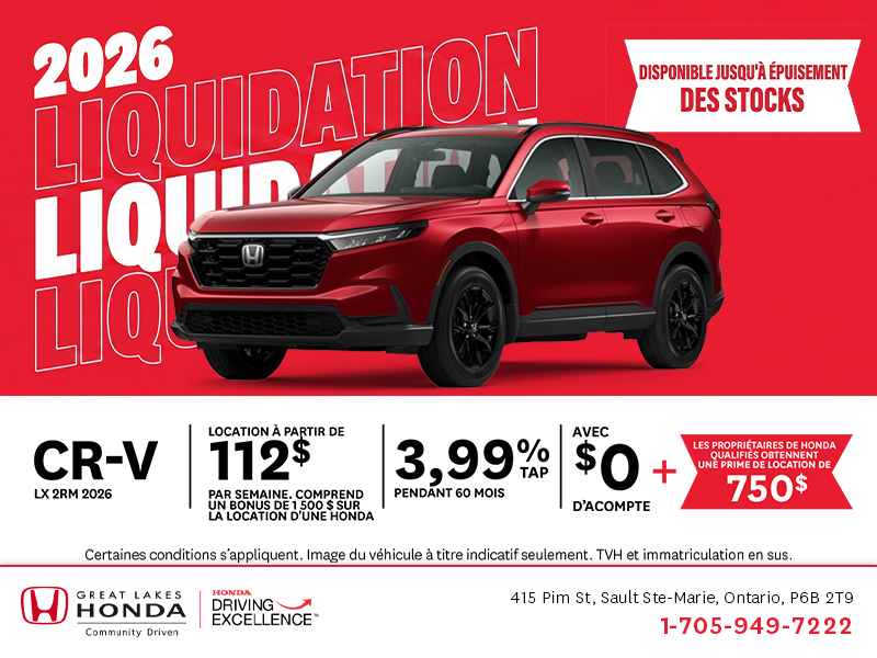 Obtenez la Honda CR-V 2026