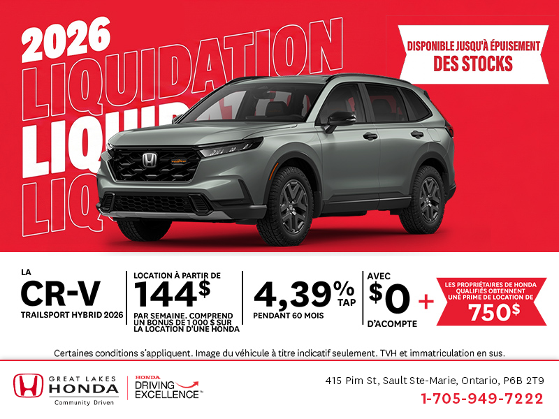 Obtenez la Honda CR-V Hybride 2026 !