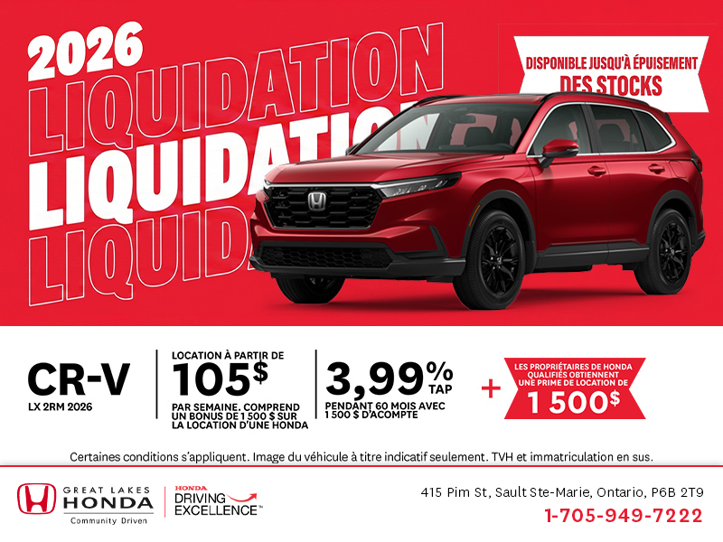 Obtenez la Honda CR-V 2026