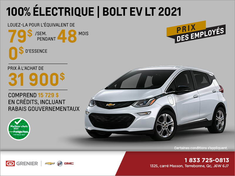 Procurez-vous la Chevrolet Bolt 2021!