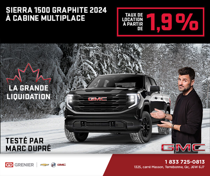 Le GMC Sierra 1500 Graphite à cabine multiplace 2024