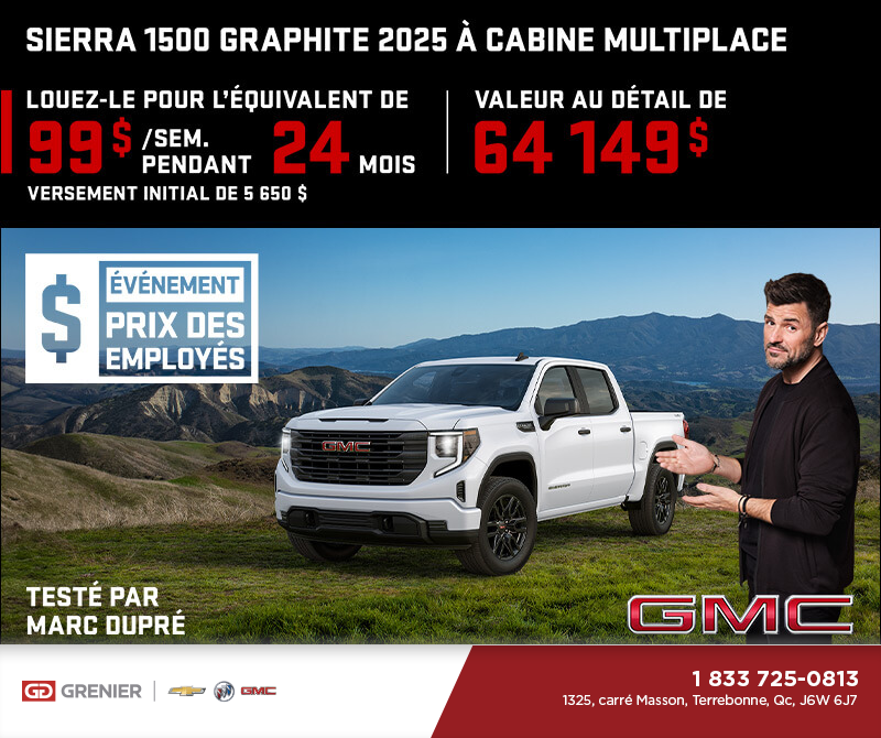 Le GMC Sierra 1500 graphite 2025 à cabine multiplace