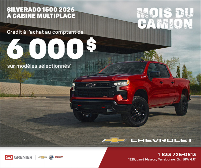 Procurez-vous le Chevrolet Silverado 1500 2026 à cabine multiplace