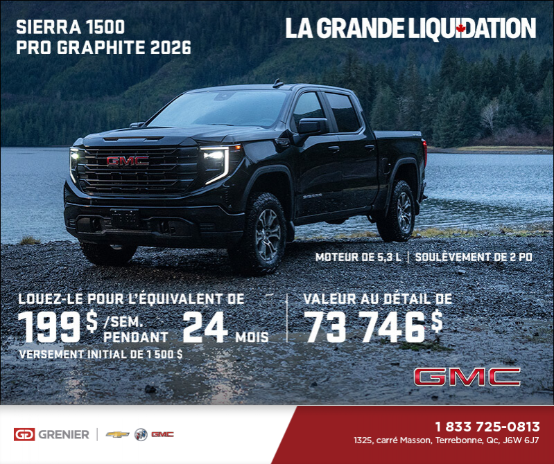 Le GMC Sierra 1500 Pro Graphite 2026 à cabine multiplace