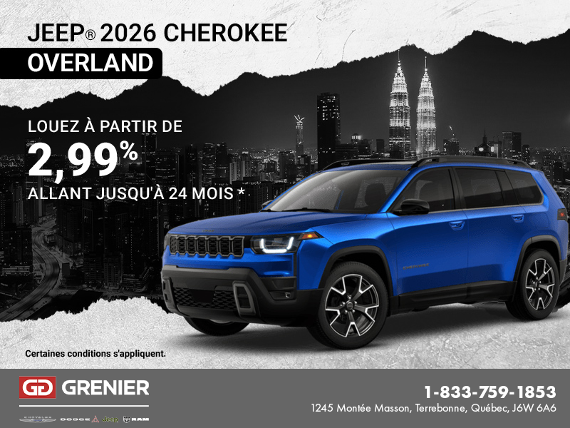 Conduisez un Jeep Cherokee OverLand 2026!