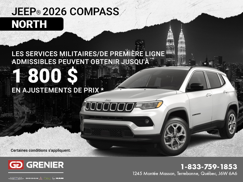 Conduisez un Jeep Compass 2026!