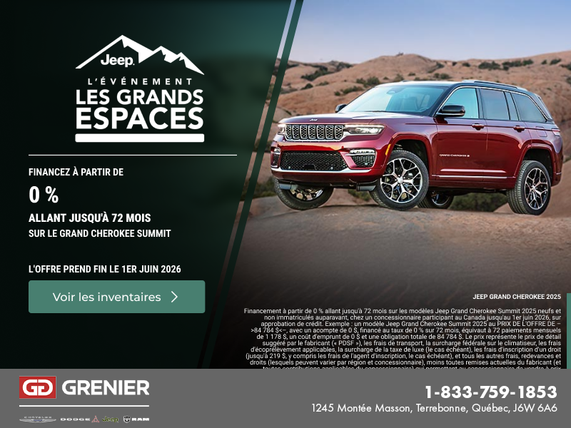 Conduisez un Jeep Grand Cherokee  2025!
