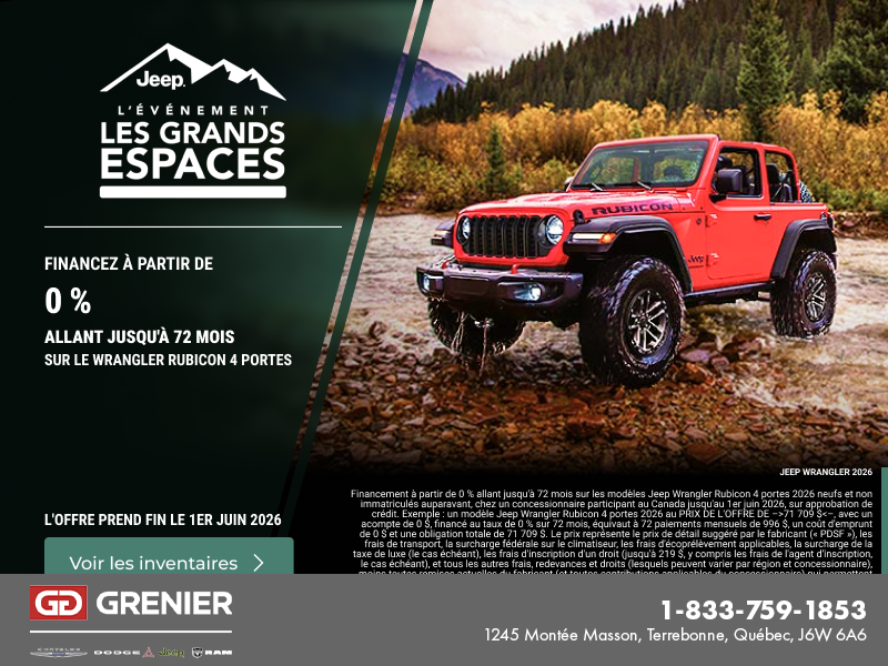 Conduisez un Jeep Jeep Wrangler 2025!
