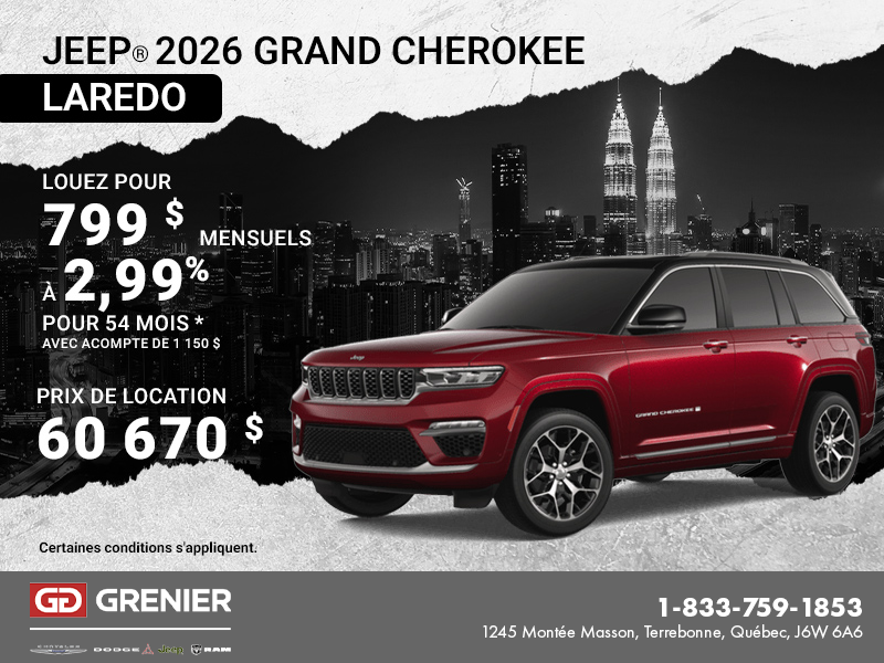Conduisez un Jeep Grand Cherokee Laredo 2026!