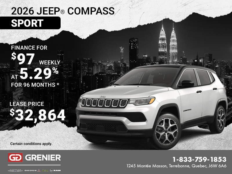 Get the 2026 Jeep Compass Sport!