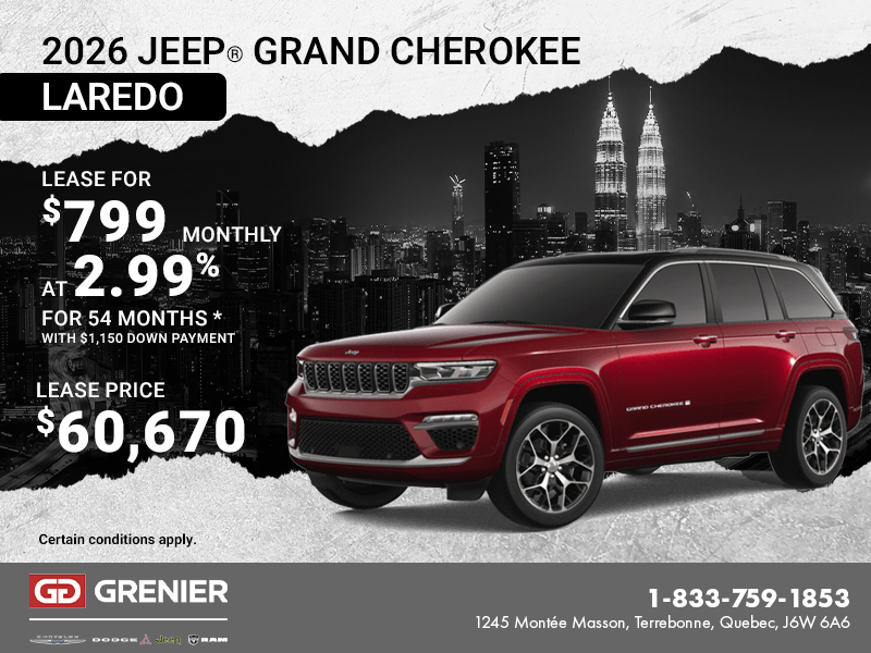 Get the 2026 Jeep Grand Cherokee Laredo!