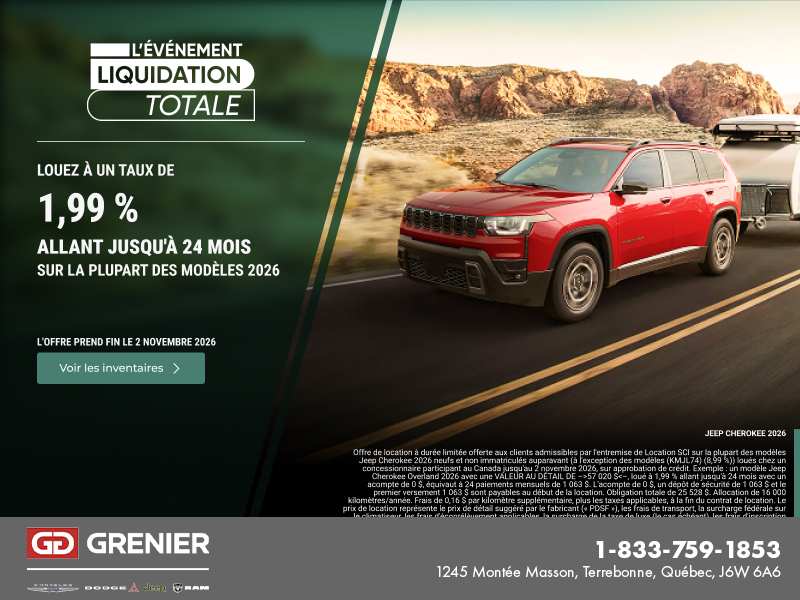 Conduisez le Jeep Cherokee 2026!