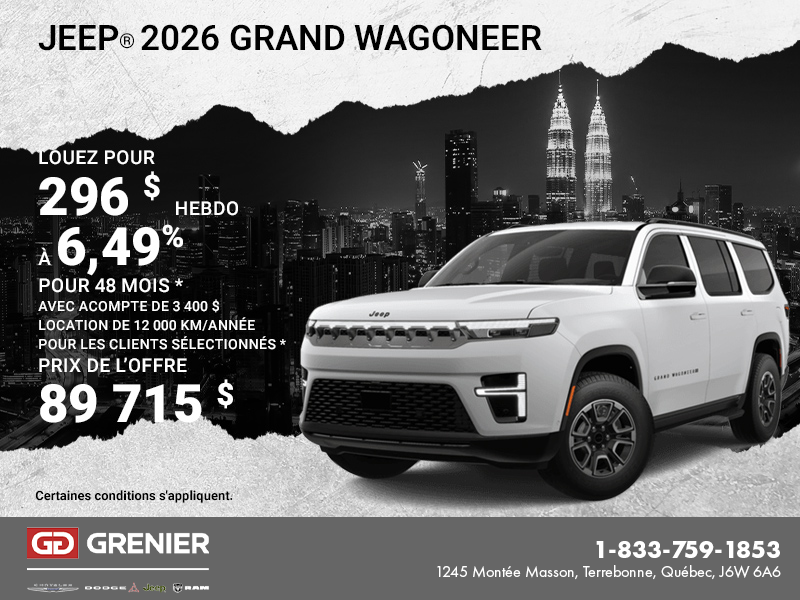Conduisez un Jeep Grand Wagoneer 2026!