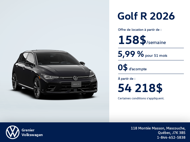 Procurez-vous la Volkswagen Golf R 2026