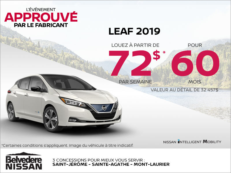 Louez la Nissan Leaf 2019 dès aujourd'hui!