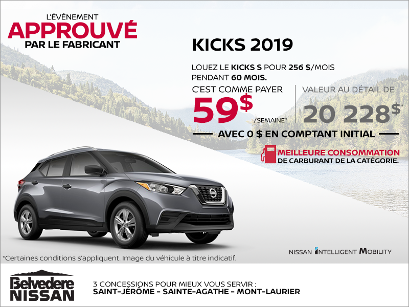 Louez le Nissan Kicks 2019 dès aujourd'hui!