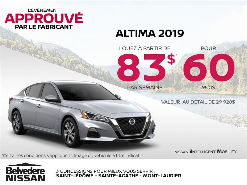 Obtenez la Nissan Altima 2019 dès aujourd'hui!