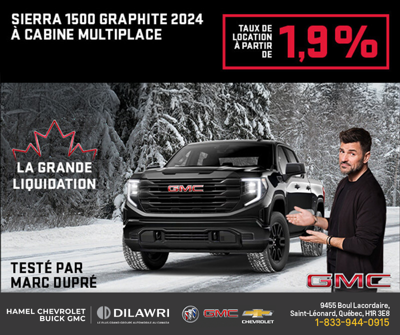 Le GMC Sierra 1500 Graphite à cabine multiplace 2024