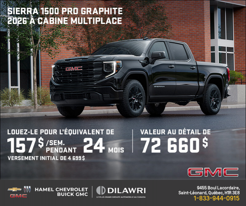 Le GMC Sierra 1500 Pro Graphite 2026 à cabine multiplace