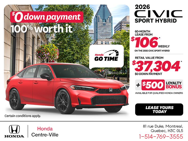 Get the 2026 Honda Civic Sedan Hybrid!