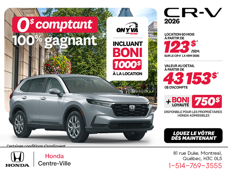 Obtenez la Honda CR-V 2026!