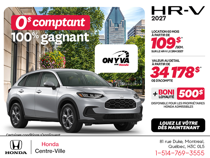 Obtenez la Honda HR-V 2027!